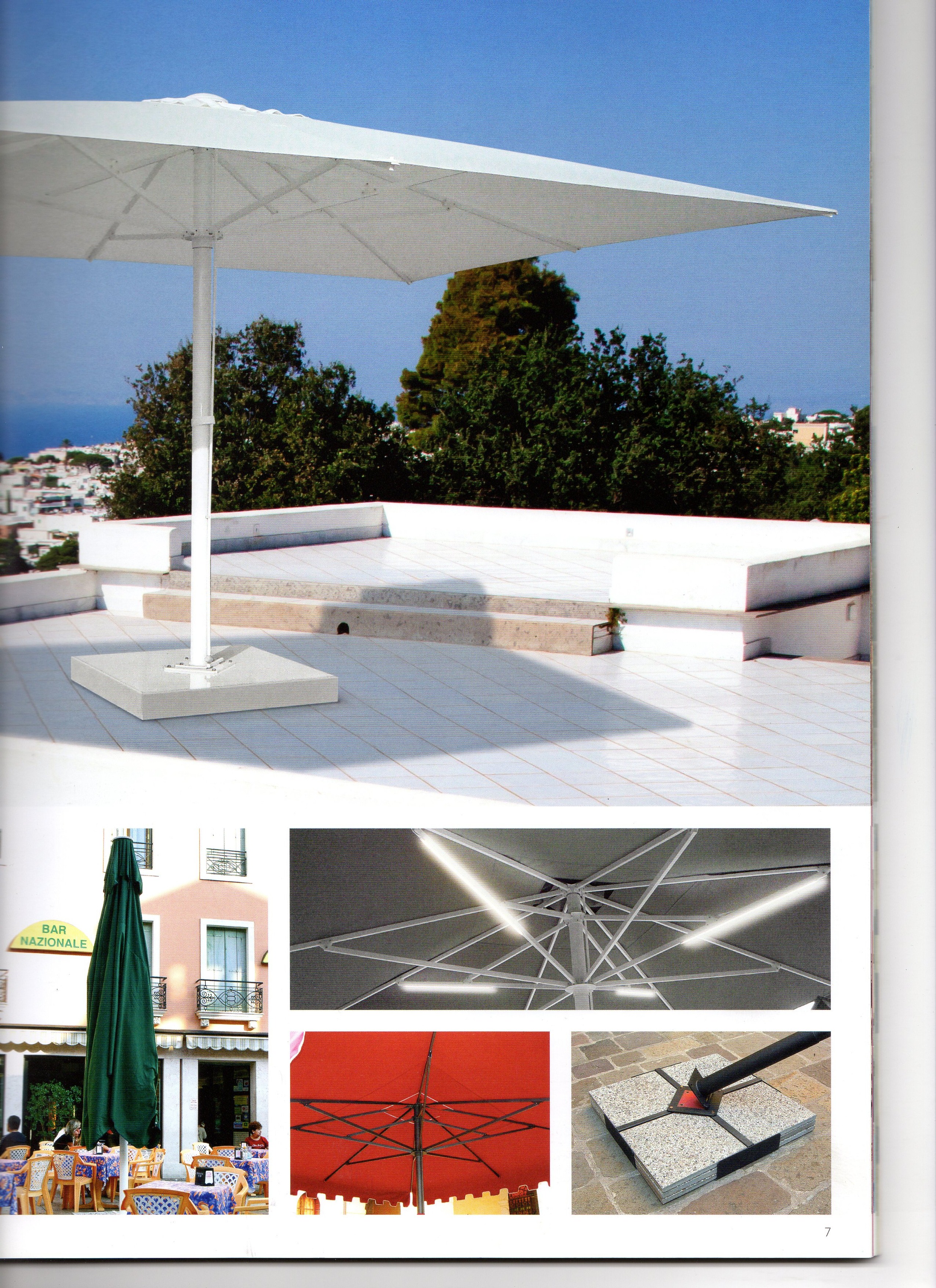 OMBRELLONI DA GIARDINO/BAR RISTORANTE - Vasta gamma di ombrelloni in legno o alluminio con palo centrale o laterale.
Vasta tipologia di tessuti e di colori-
Vastissima scelta di misure per arredare con gusto il vostro spazio.
Il design e la qualità del Made in Italy garantiscono la durata nel tempo e la possibilità di aver sempre a disposizione i ricambi necessari